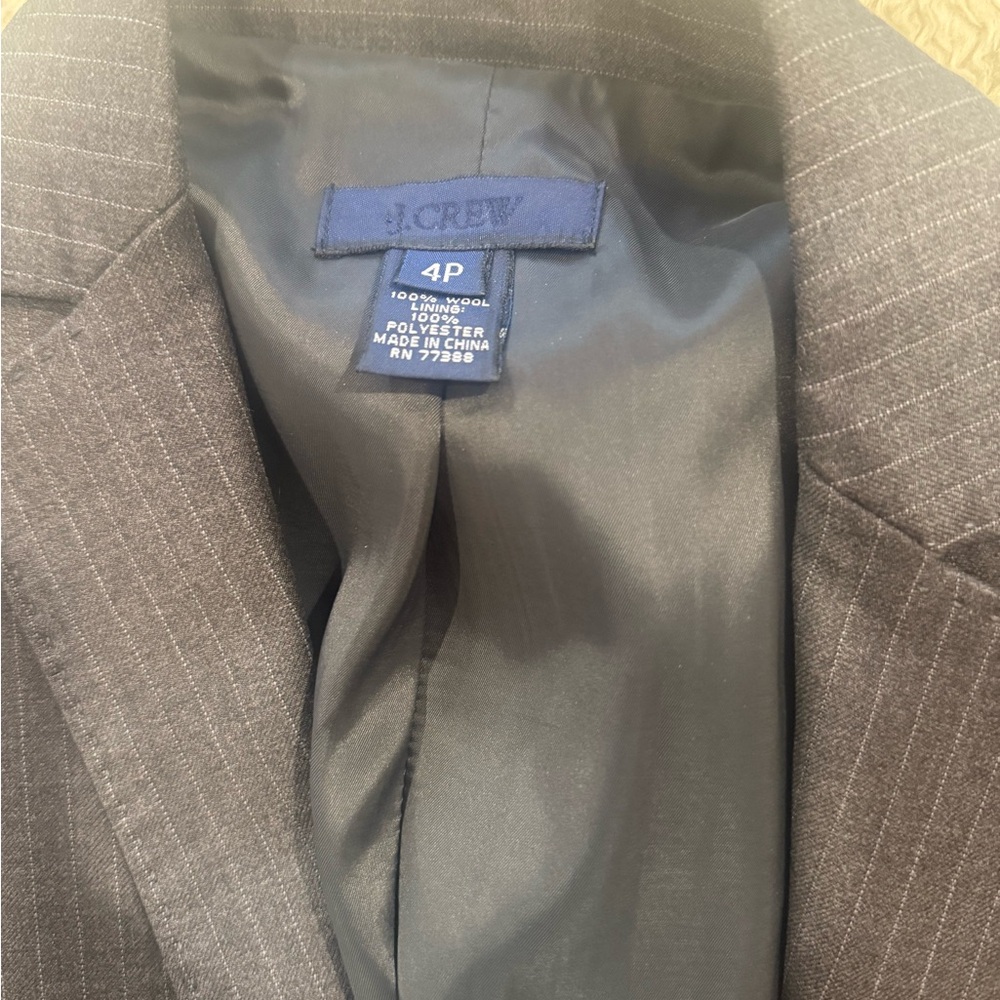 J.Crew Womens Pinstripe Blazer - Charcoal Size 4P - Picture 13 of 13